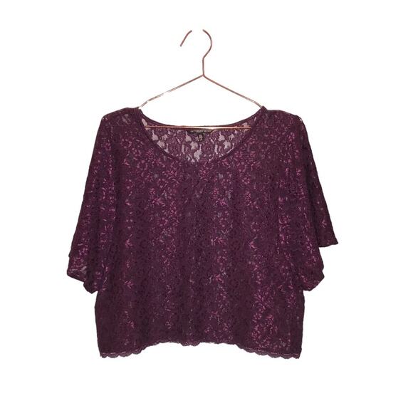 Victoria's Secret Tops - Victoria's Secret Dark Purple Lace Cropped Top - Size Large